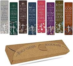 48 Pieces Bible Verses Bookmarks with Cross Cutout Design – Laminated Book Markers with Storage Box. Great Gift for Men, Women and Kids